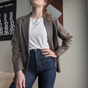 Vintage Brown 100% Wool Boyfriend Blazer